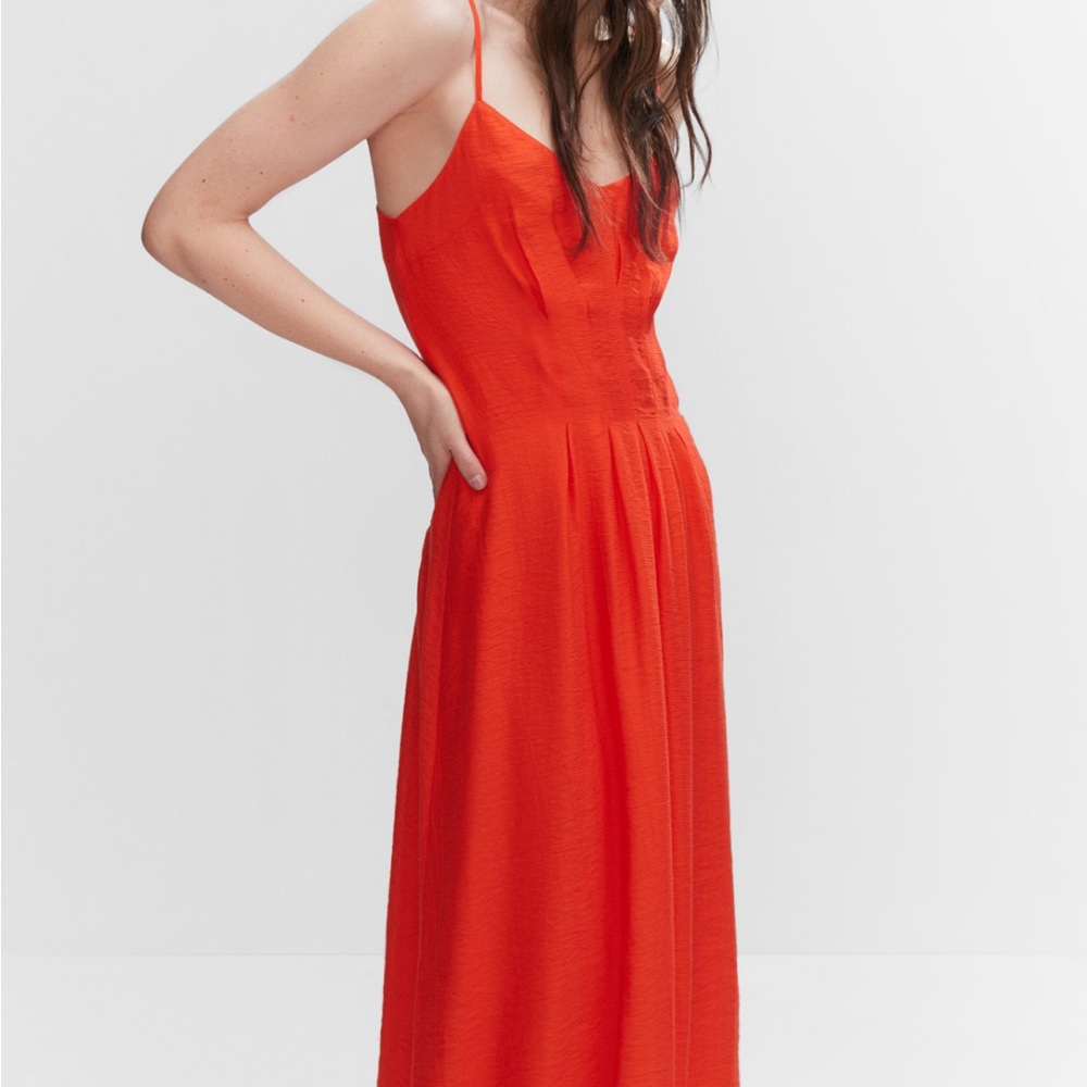 Mango Red Spaghetti Strap Maxi Dress